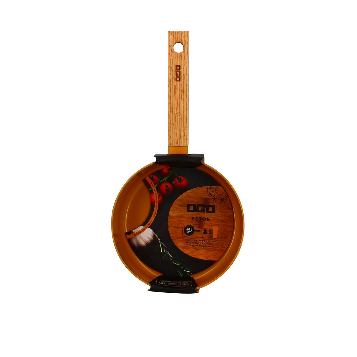 ECTOR - Casserole en aluminium/céramique jaune Ø18cm - compatible induction