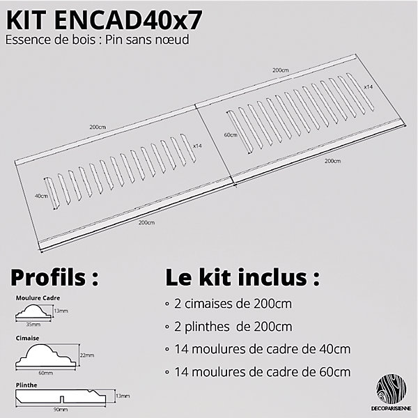 Kit moulures murales décorative 400cm - Cimaises - Plinthes - Style Haussmannien - Encadrement a peindre - 32 pièces
