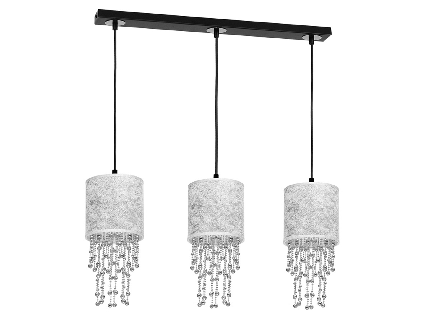 Lampa wisząca Almeria 3-punktowa tkaninowa srebrna