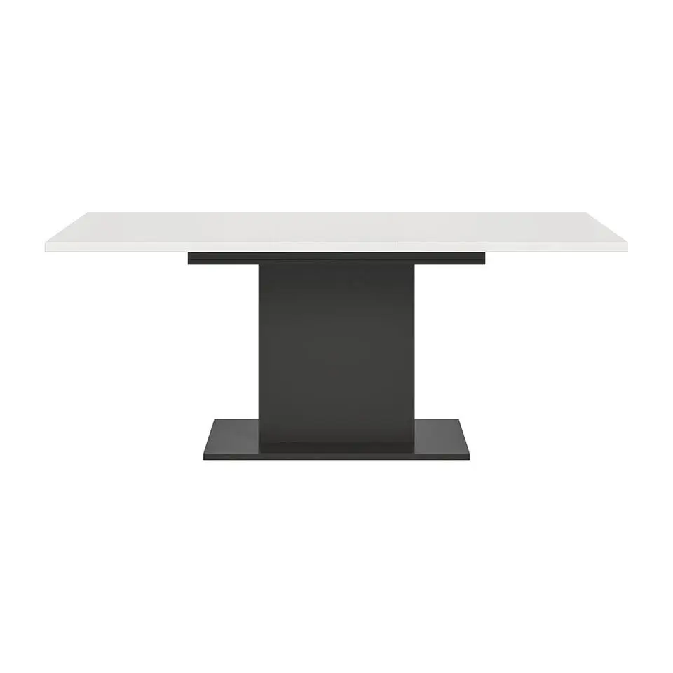 Hioshop Motion eetkamertafel zuilpoot 90x150/190cm incl 1 verlengblad wit-