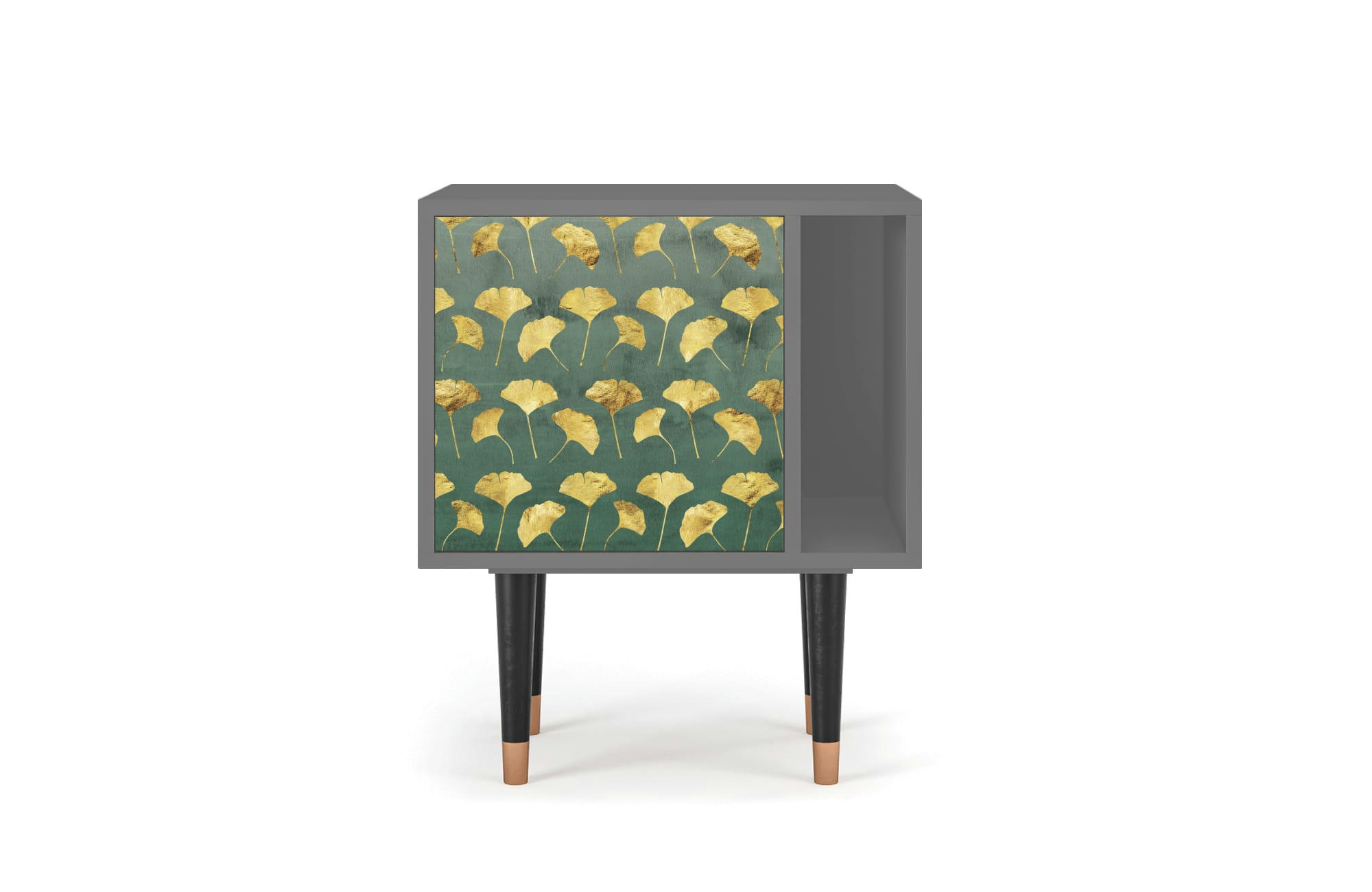 GINGKO LEAVES - Table de chevet vert et jaune 1 porte L 58 cm