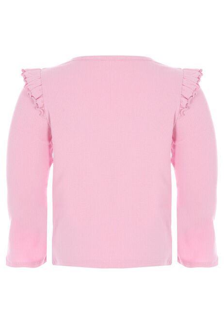 Younger Girls Pink Frill Sleeve Top