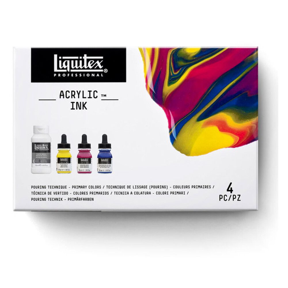 AKRYLBLEKK FLYTENDE AKRYL LIQUITEX SETT 4 FARGER