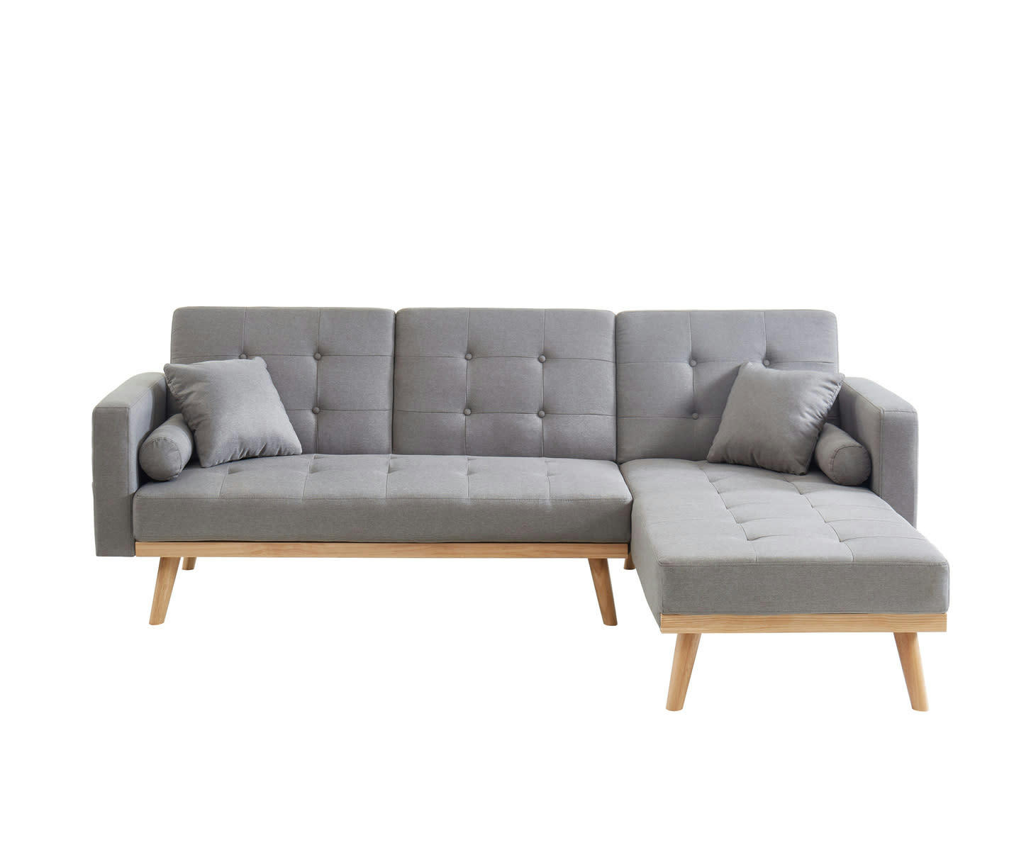 KELLY - Canapé d'angle convertible en tissu 4 places gris