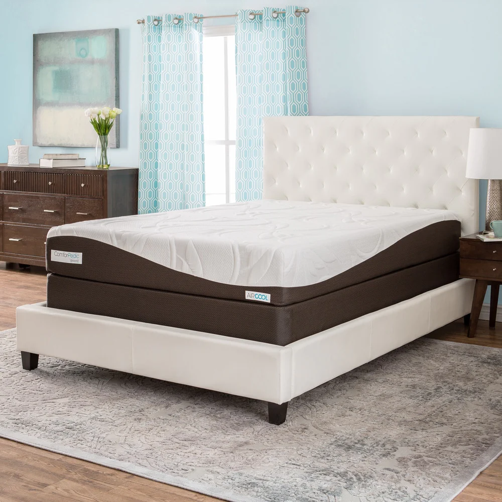 ComforPedic from Beautyrest Choose Your Comfort 10-inch Gel Memory Foam Mattress Set - White - White/Brown