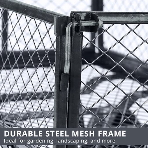 NNEDPE Garden Cart with Mesh Liner Lawn Folding Trolley Hammer