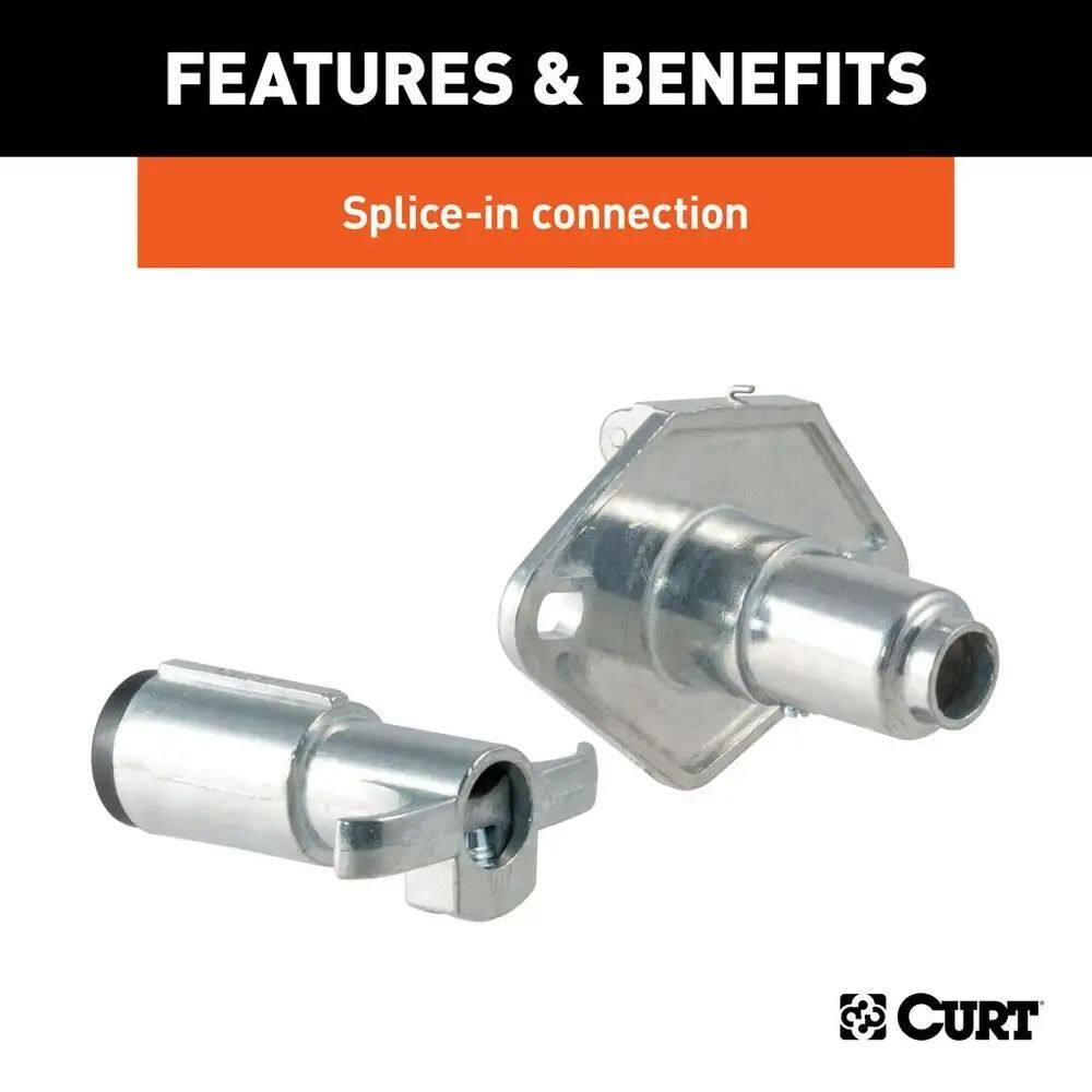 CURT 4-Way Round Connector Plug & Socket with Hardware (Packaged)