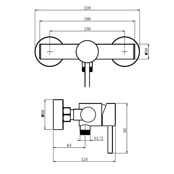 Mitigeur de douche mécanique inox brossé - Alois