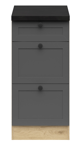 Szafka kuchenna dolna Junona Line 40 cm z szufladami grafitowa z blatem