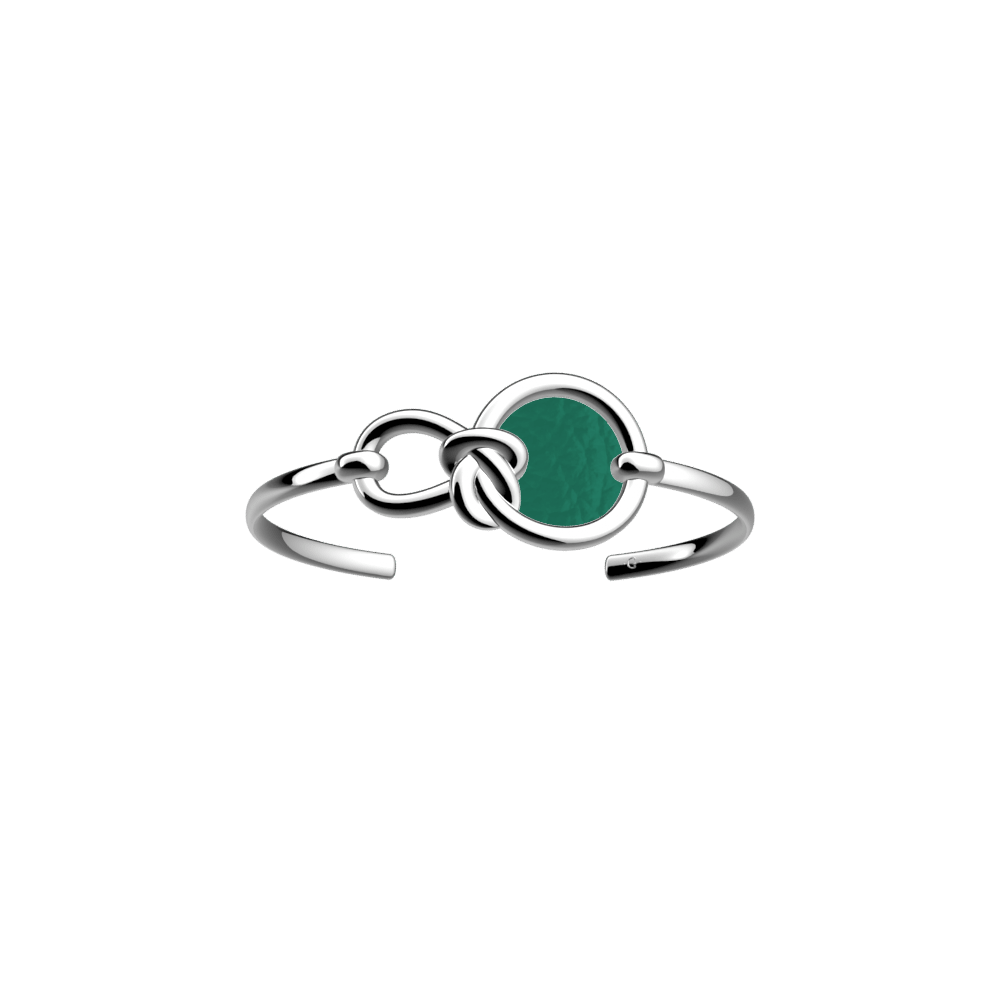 Jonc Ariane, cuir réversible égée / Vert Antique