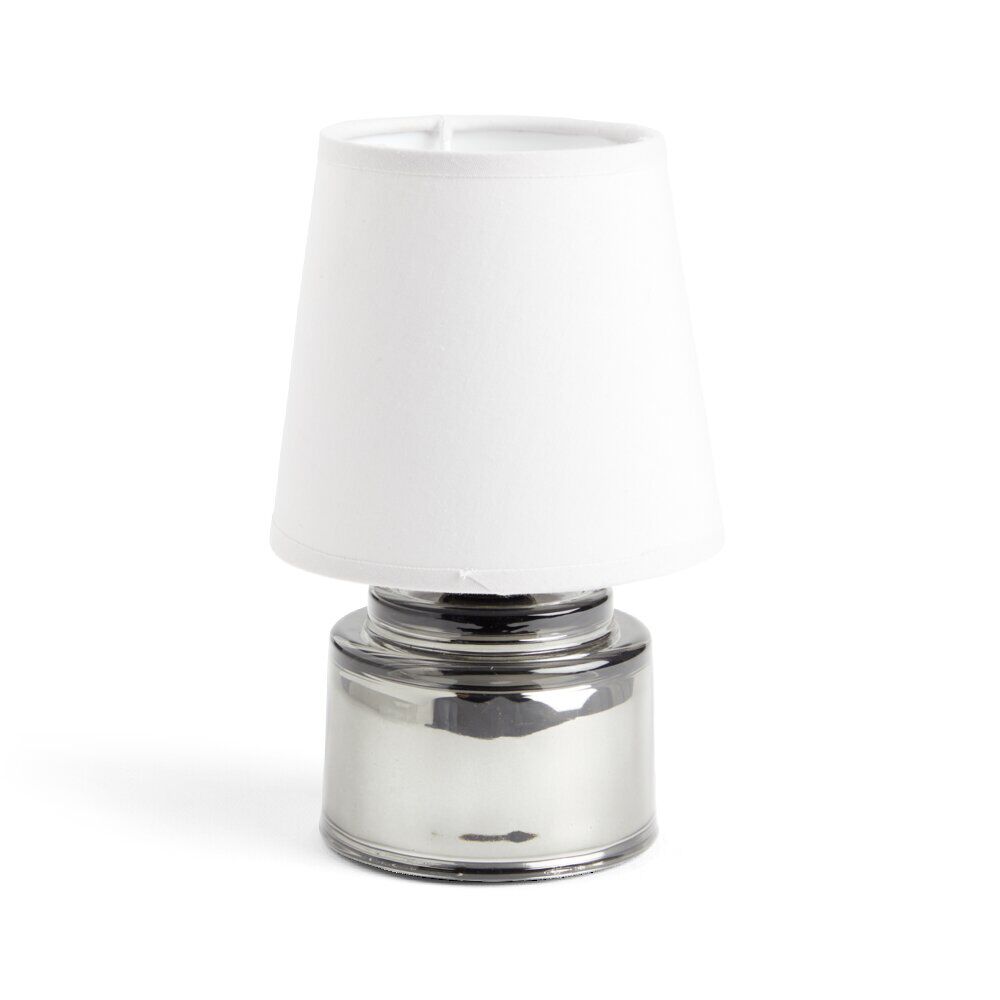Lampe à poser Ø12xH22cm verre et polyester gris argenté