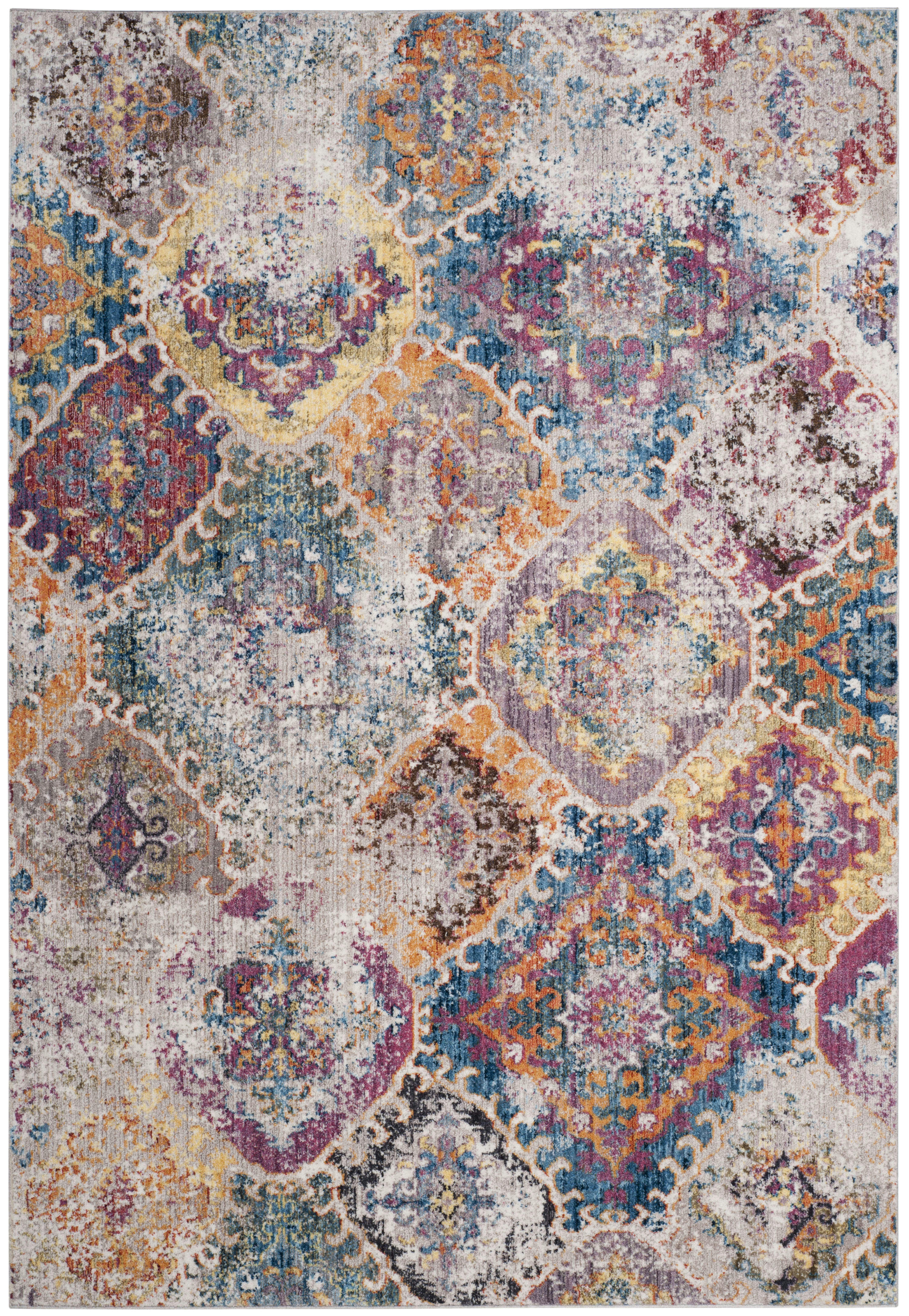 BRISTOL - Tapis de salon interieur en bleu & gris clair, 91 x 152 cm