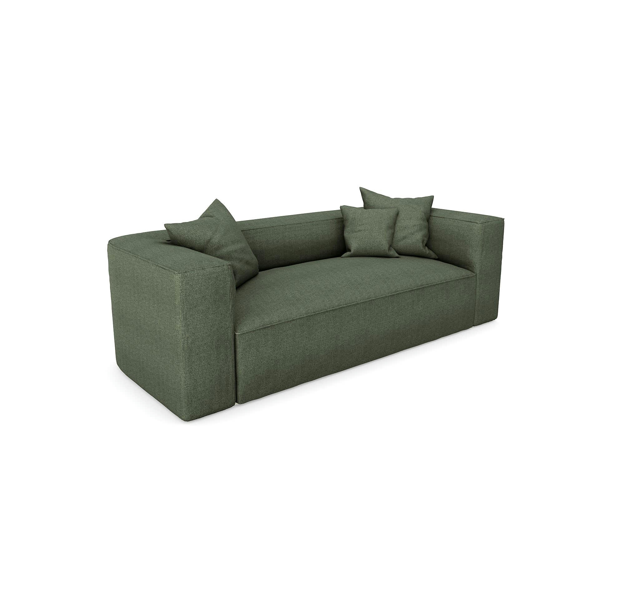 ALMA - Canapé 3 places tissu tramé vert olive