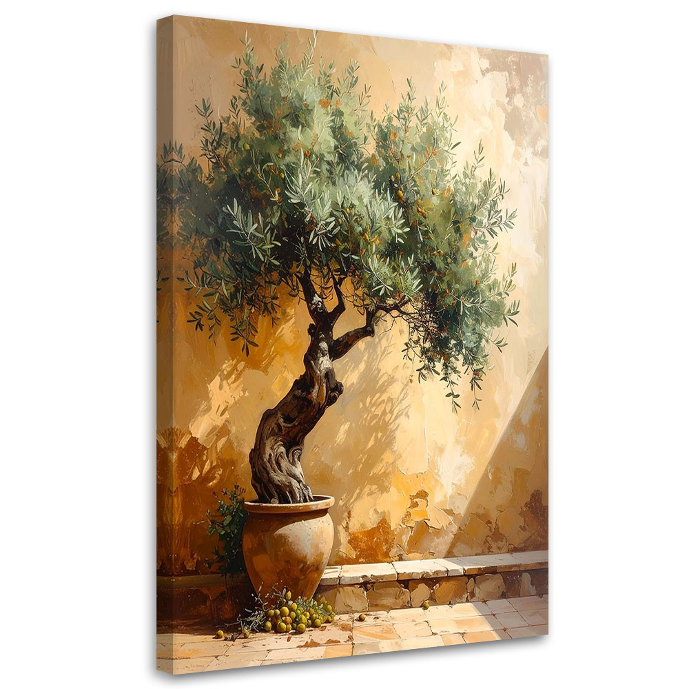Obraz do salonu sypialni biura, Drzewko oliwne na tle muru 20x30