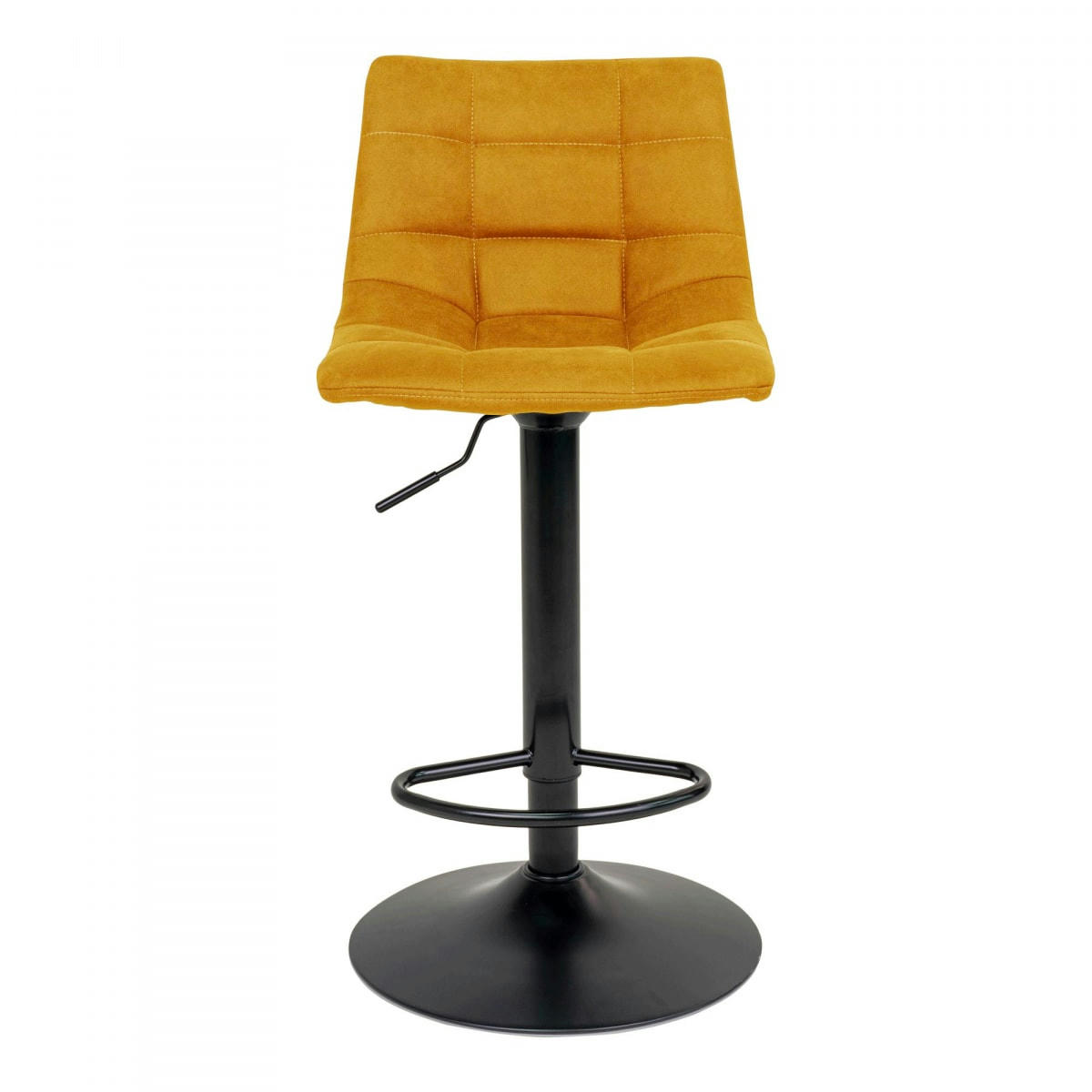 WESTERN - Tabouret de bar en tissu avec pieds noirs moutarde