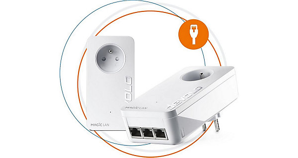 Kit de 2 adaptateurs CPL 2400 Mbits, Magic 2 LAN triple, avec 3 ports Ethernet