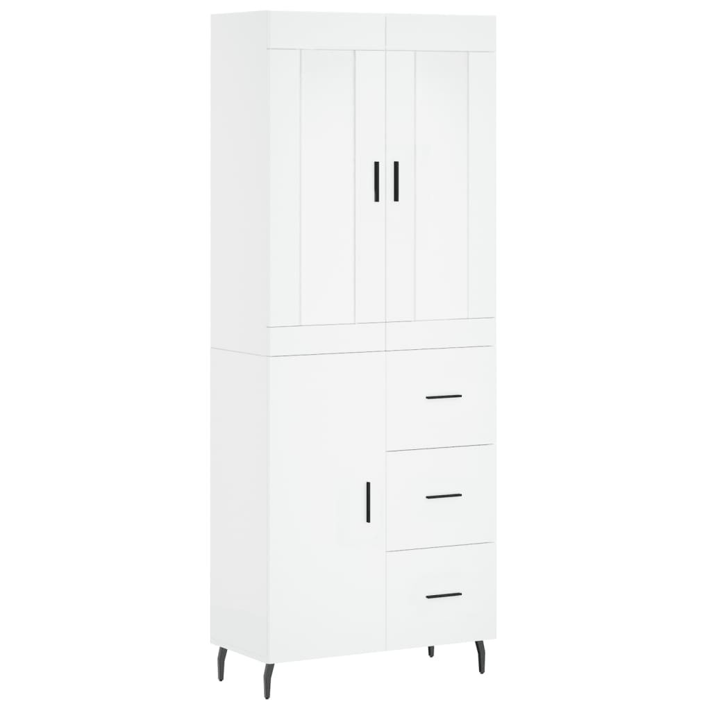 Szafka Regał Witrynka Biała z Drzwiami 69.5x34x180 cm do Salonu Pokoju