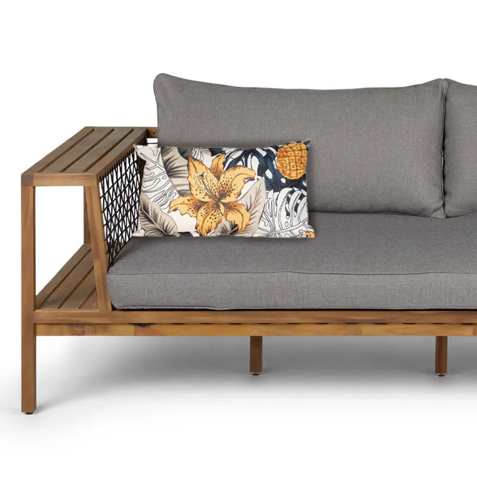 Anna's collection buitenkussen bloem - geel - 30 x 50 x 10 cm