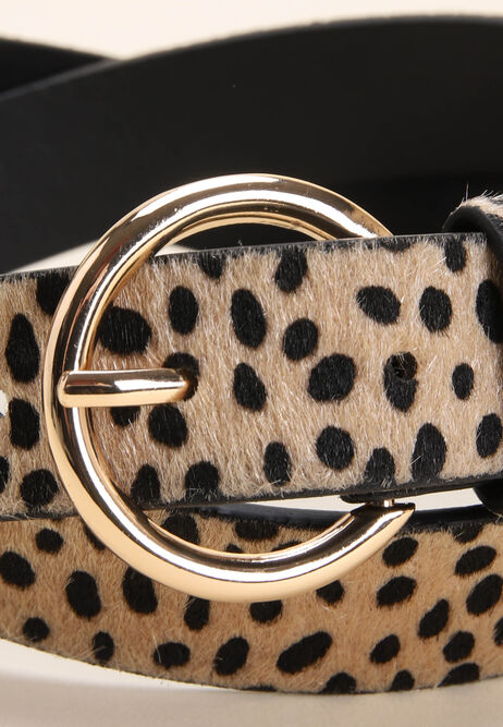 Womens Light Brown Cheetah Print Casual Belt