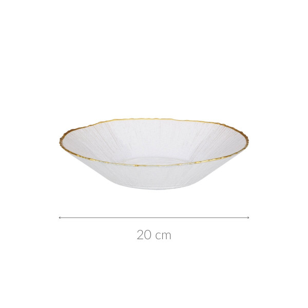 Szklany talerz głeboki ze złotą obwódką DATURA, 20 cm