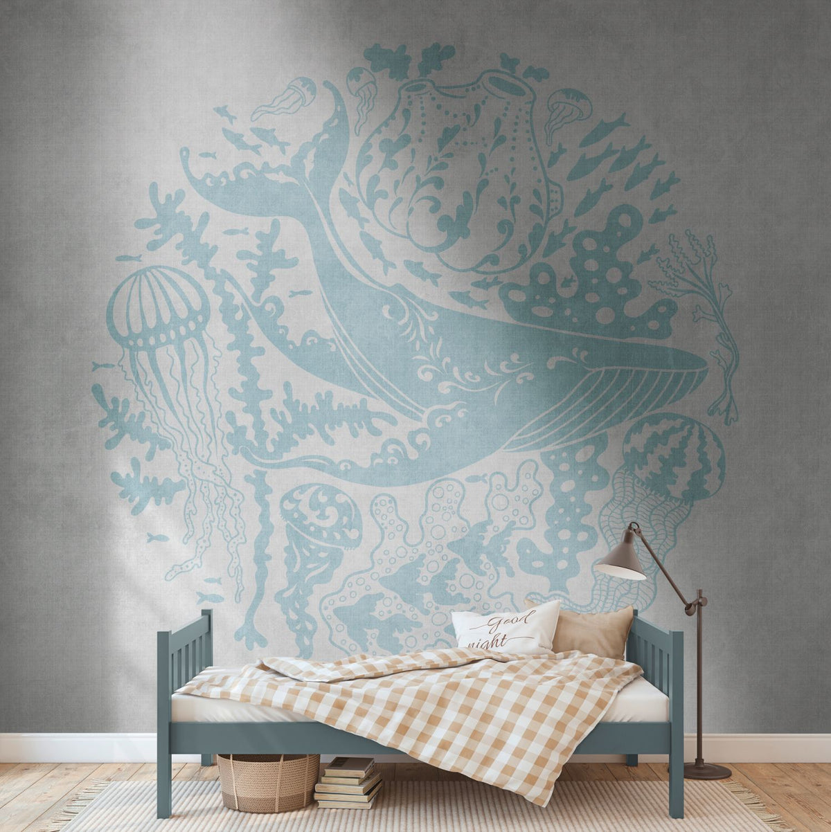 One Wall one Role fotobehang vissen blauw en grijs - 371 x 280 cm - AS-383061