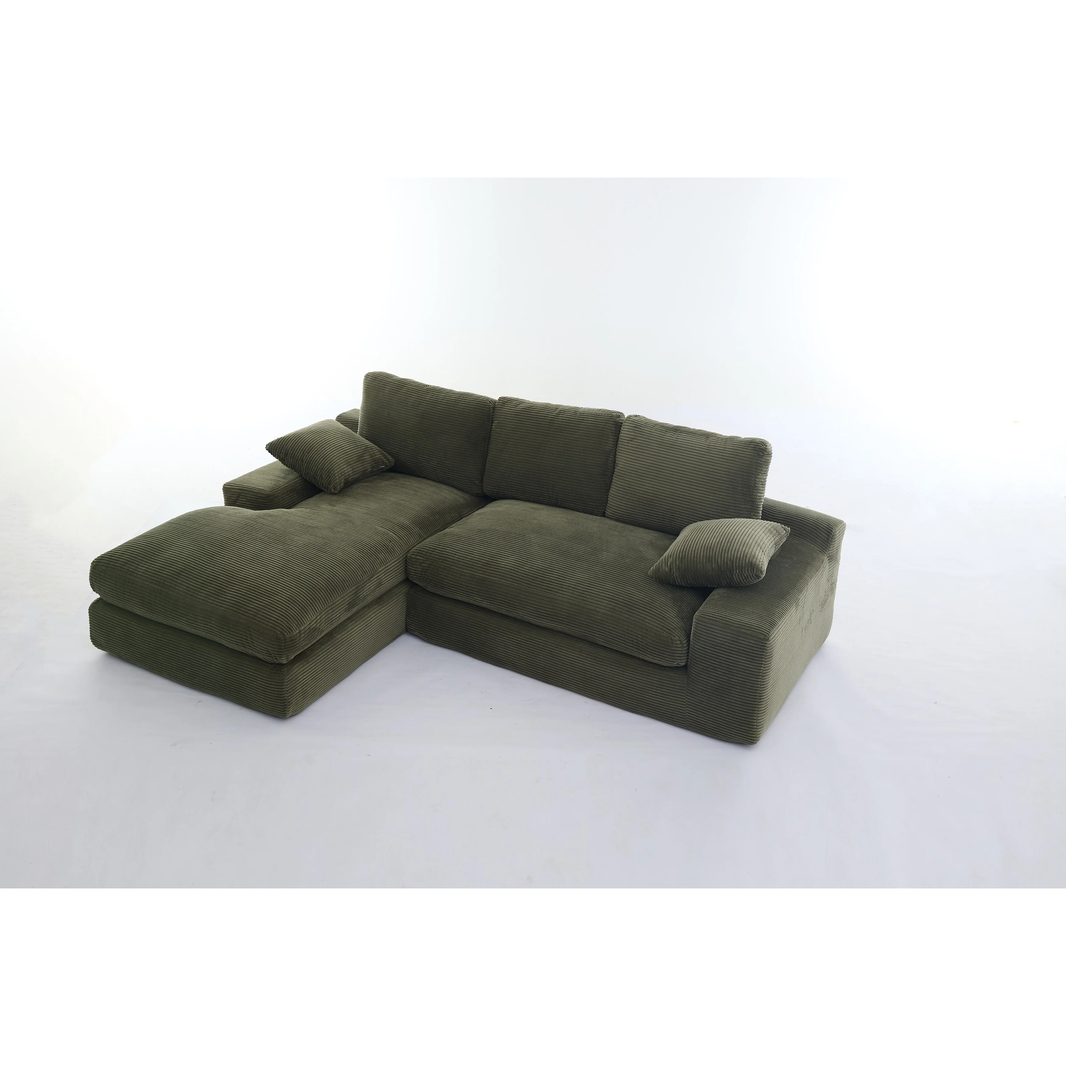 Modern L Shaped Modula Sectional Sofa with Corduroy Cushions for Living Room or Guest Room, No Assembly