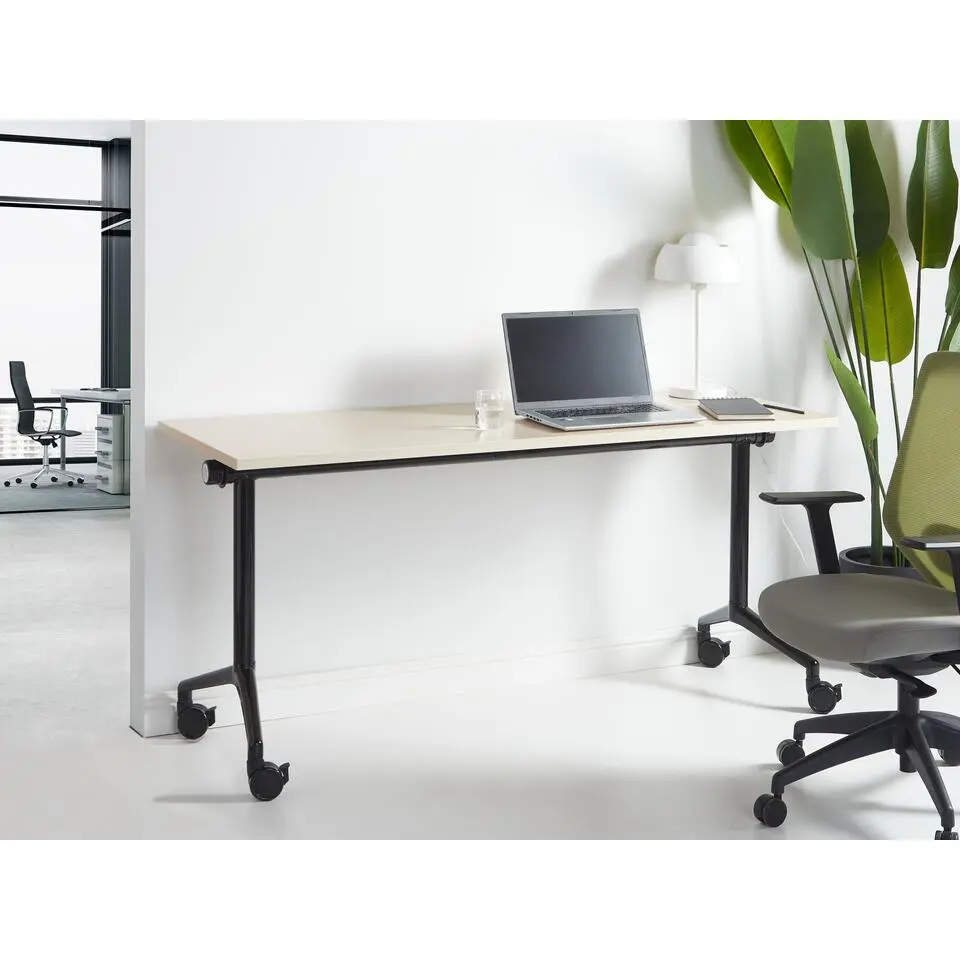 CAVI - Inklapbaar bureau - Lichthout/Zwart - 160 x 60 cm - Staal