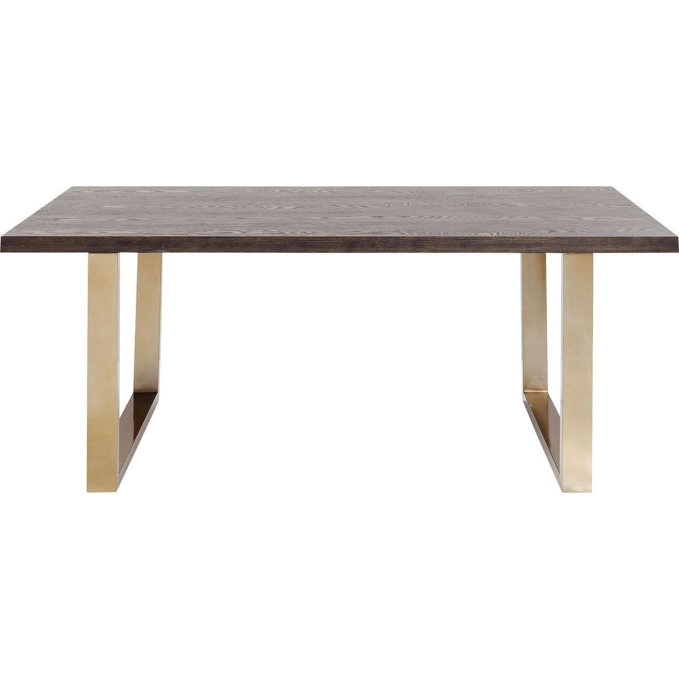 OSAKA - Table à manger 8 personnes marron et acier doré L180