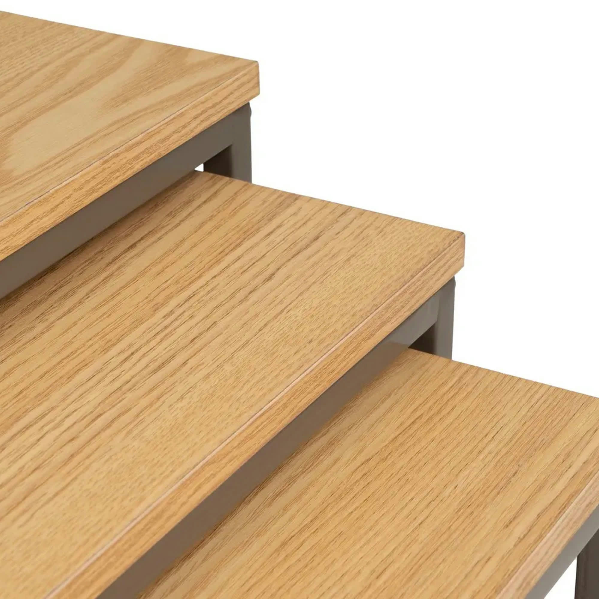 - Set de 3 tables basses gigognes couleur bois naturel et métal gris 40x