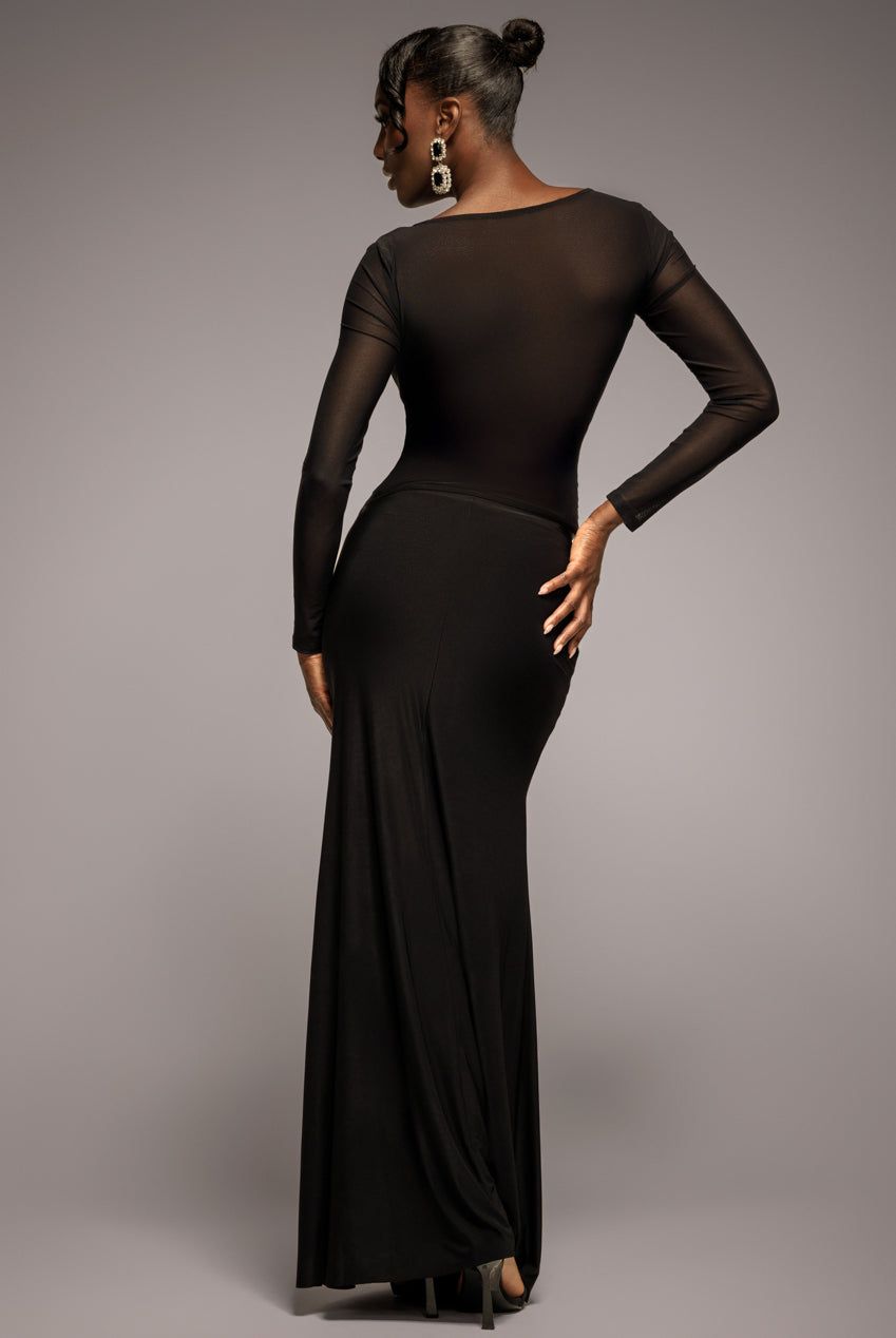 Goddiva Asymmetric Gathered Front Split Maxi Skirt