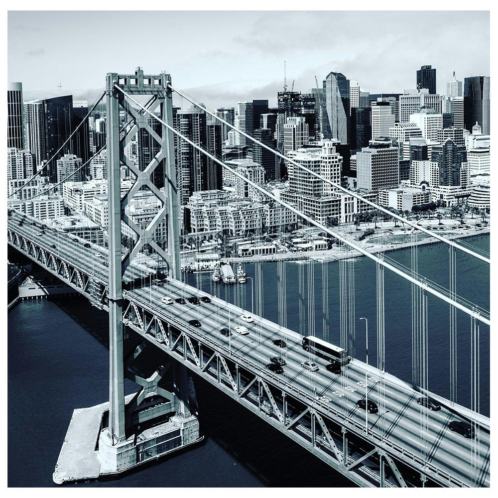- Tableau impression sur toile le pont et les gratte-ciels 60x60cm