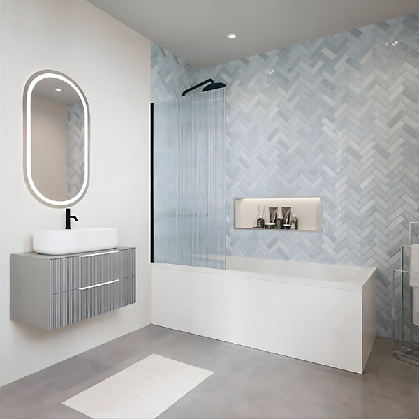 Baignoire droite avec pieds 170 x 75 cm VILLEROY &BOCH O.Novo Blanc   Pare Bain gauche AURYS Raywall noir mat
