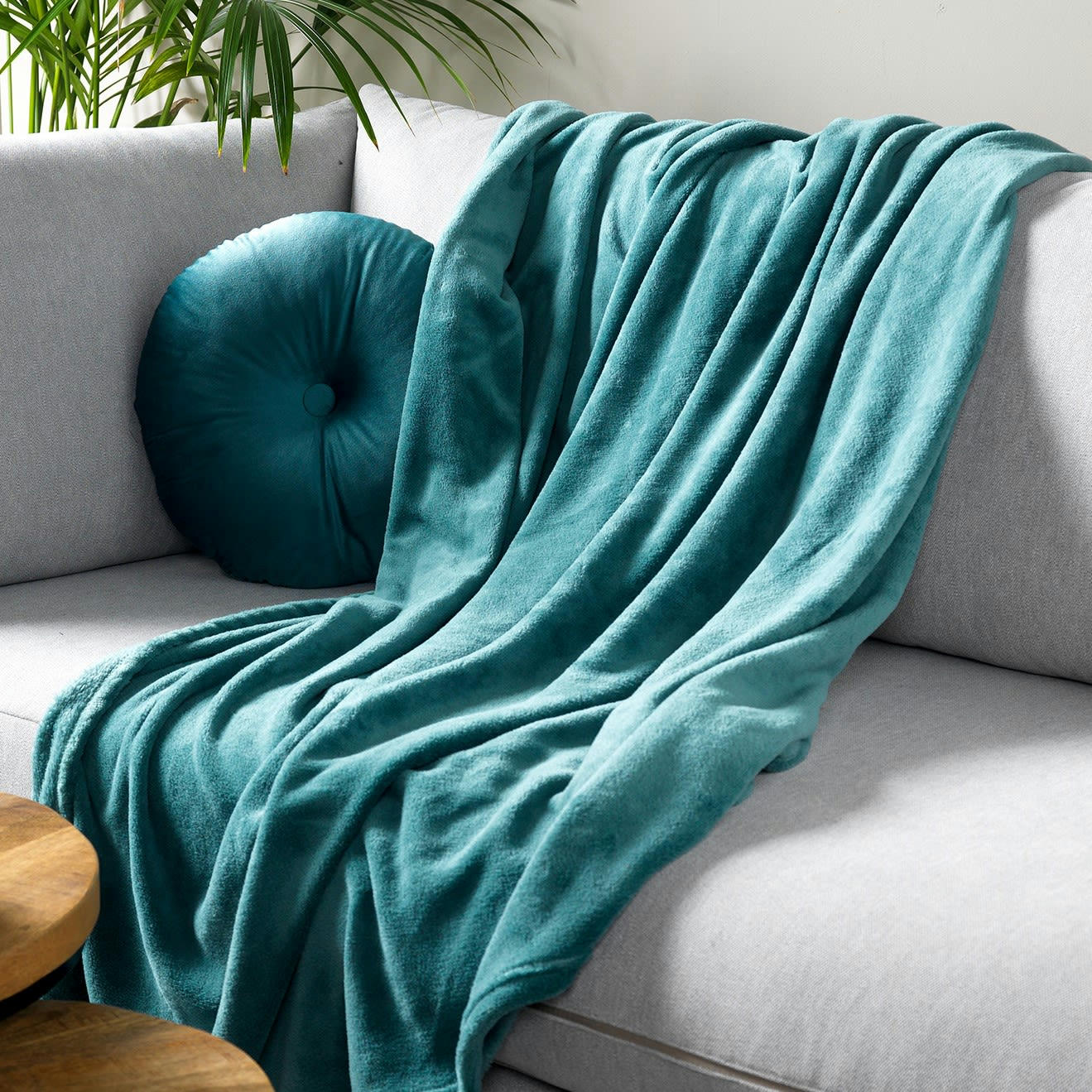HARVEY - Plaid vert fleece 150x200 cm uni