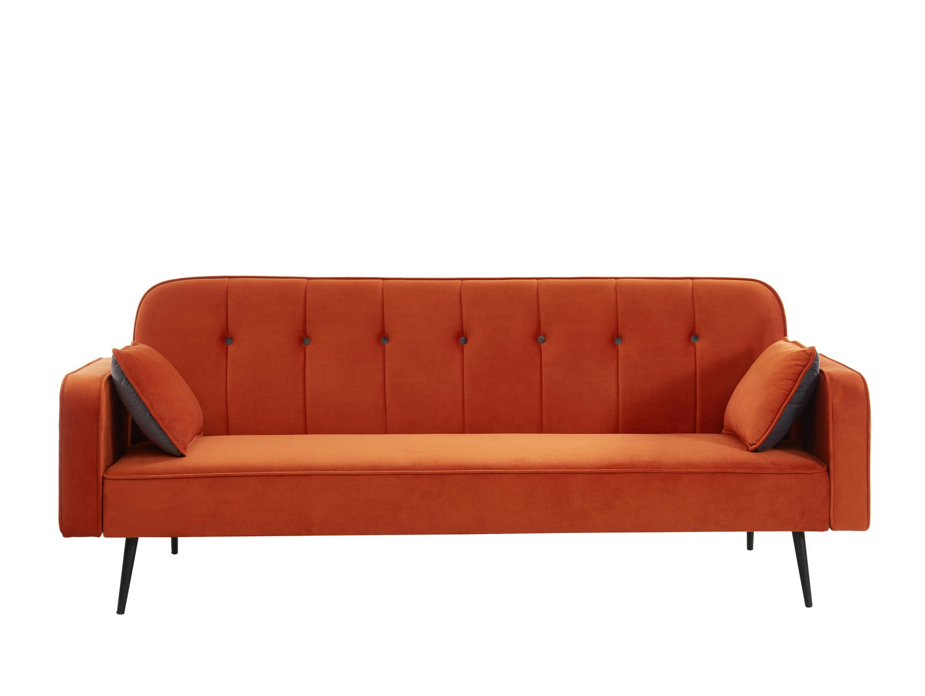 SWEETY - Canapé droit convertible en velours 3 places orange