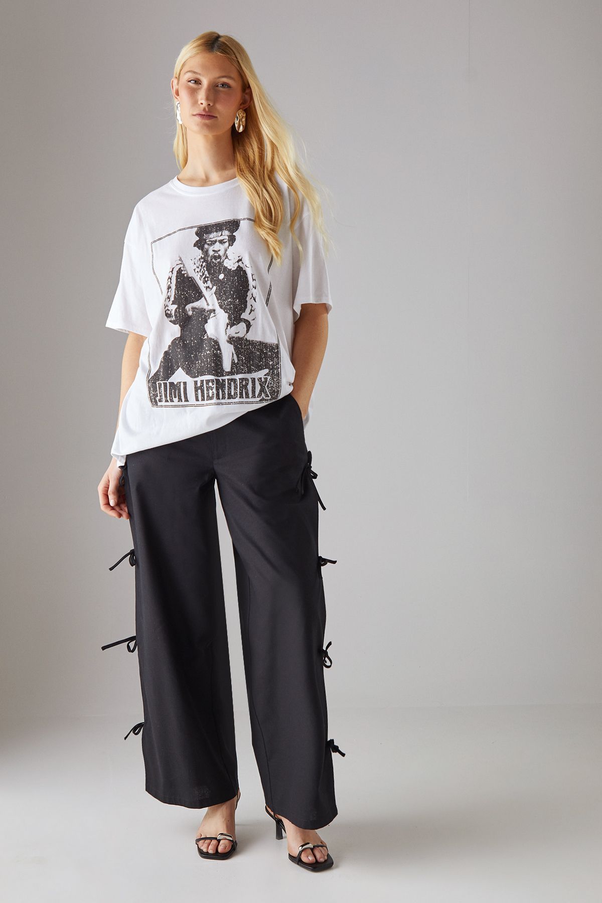 Warehouse Tie Side Wide Leg Trousers