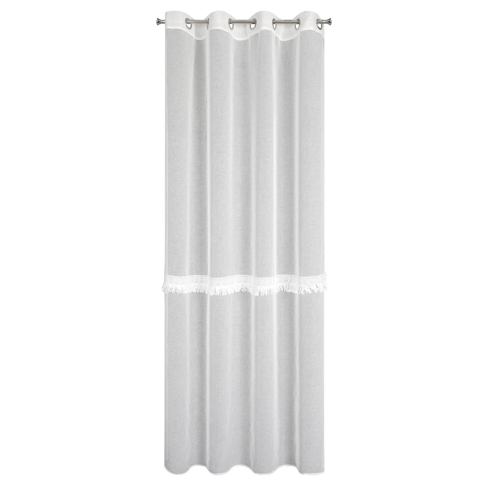 Firana Roxana 140x250 cm biała na przelotkach z dekoracyjną lamówką