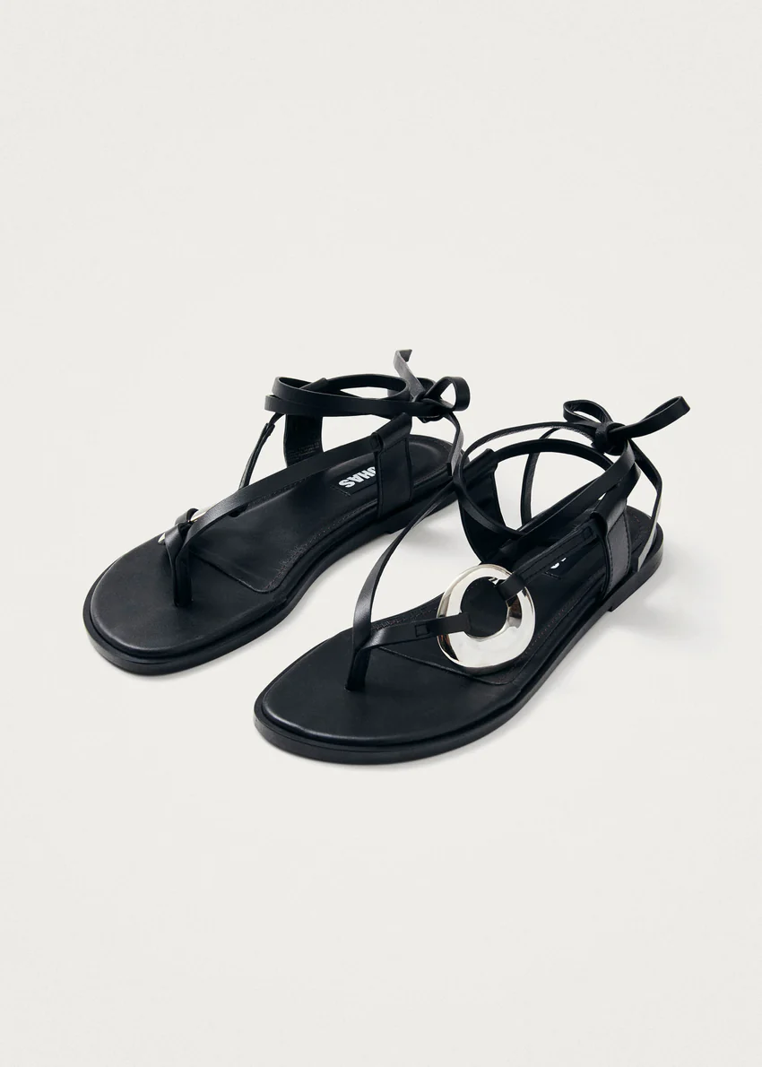 Morosia Black Leather Sandals