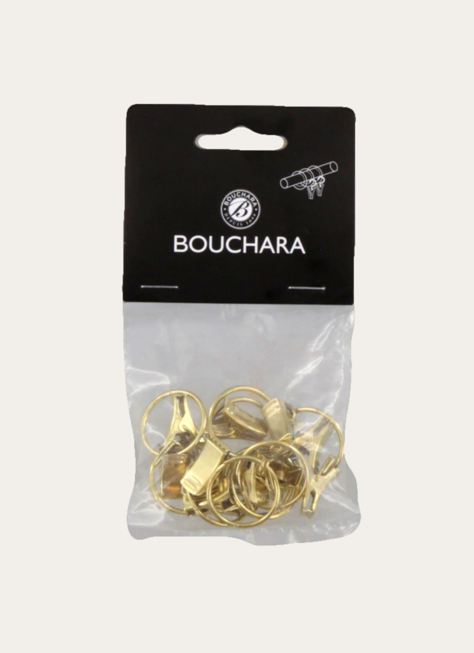 PETITS ANNEAUX à PINCES POUR RIDEAUX- DIAM2,2CM DORÉ