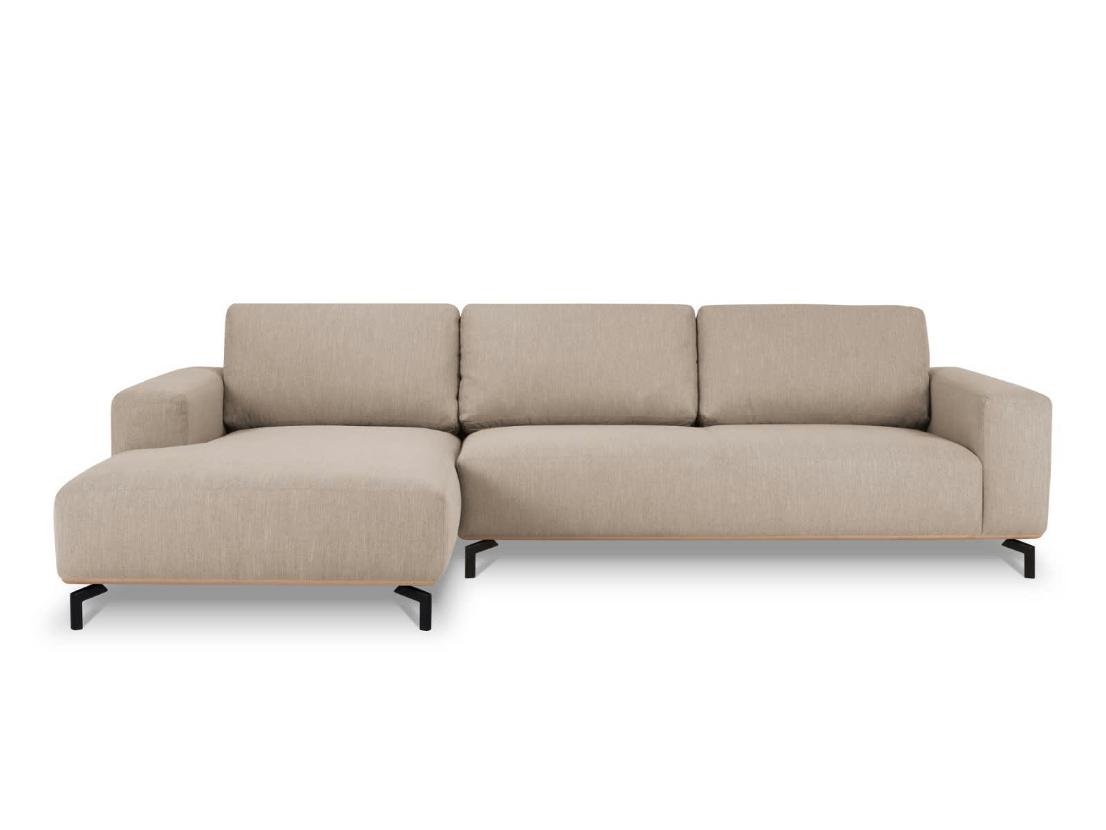 MARC - Canapé D'Angle Gauche 5 places en Tissu Structurel Beige Foncé