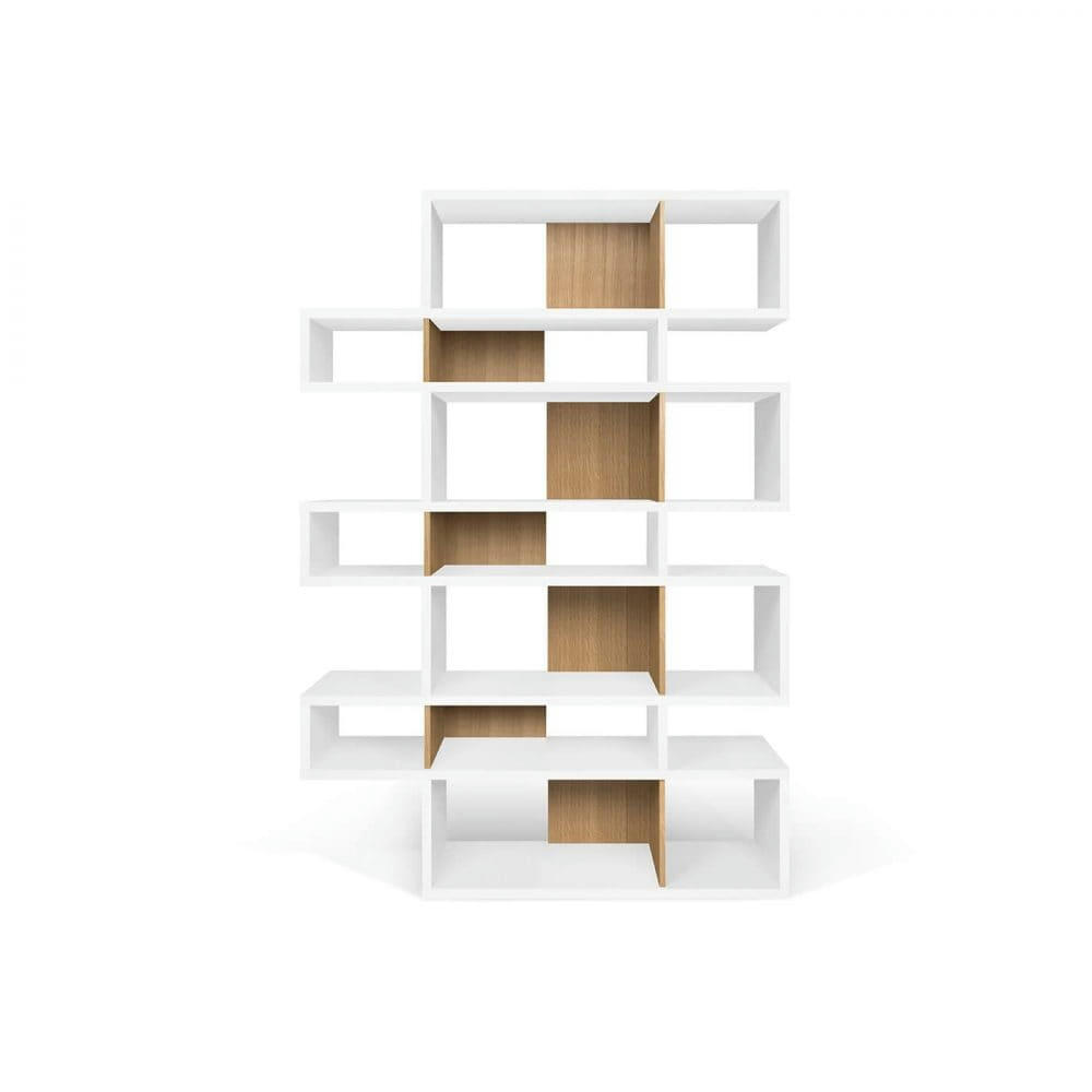 LONDON - Bibliothèque  placage blanc laqué chêne naturel