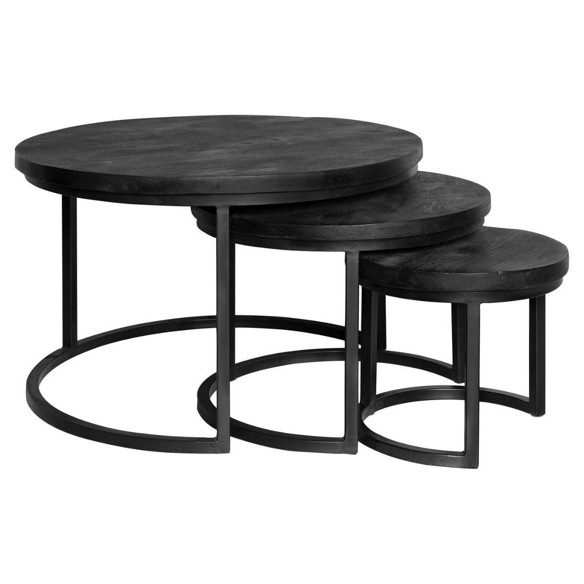 Table gigogne salon en bois noir (lot de 3) ALVERA
