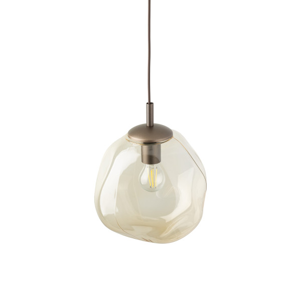 Brązowa Lampa Wisząca Tk Lighting Lava M Koniakowy Nieregularny Klosz 1Xe27