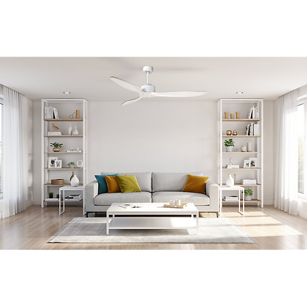 Modulo de KlassFan - Super destratificateur et ventilateur DC 132 cm Blanc pales bois blanc sans Lumière25 à 40 m²
