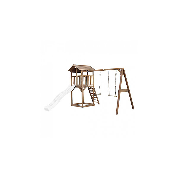 AXI Beach Tower avec Balancoire Double Marron Toboggan Blanc