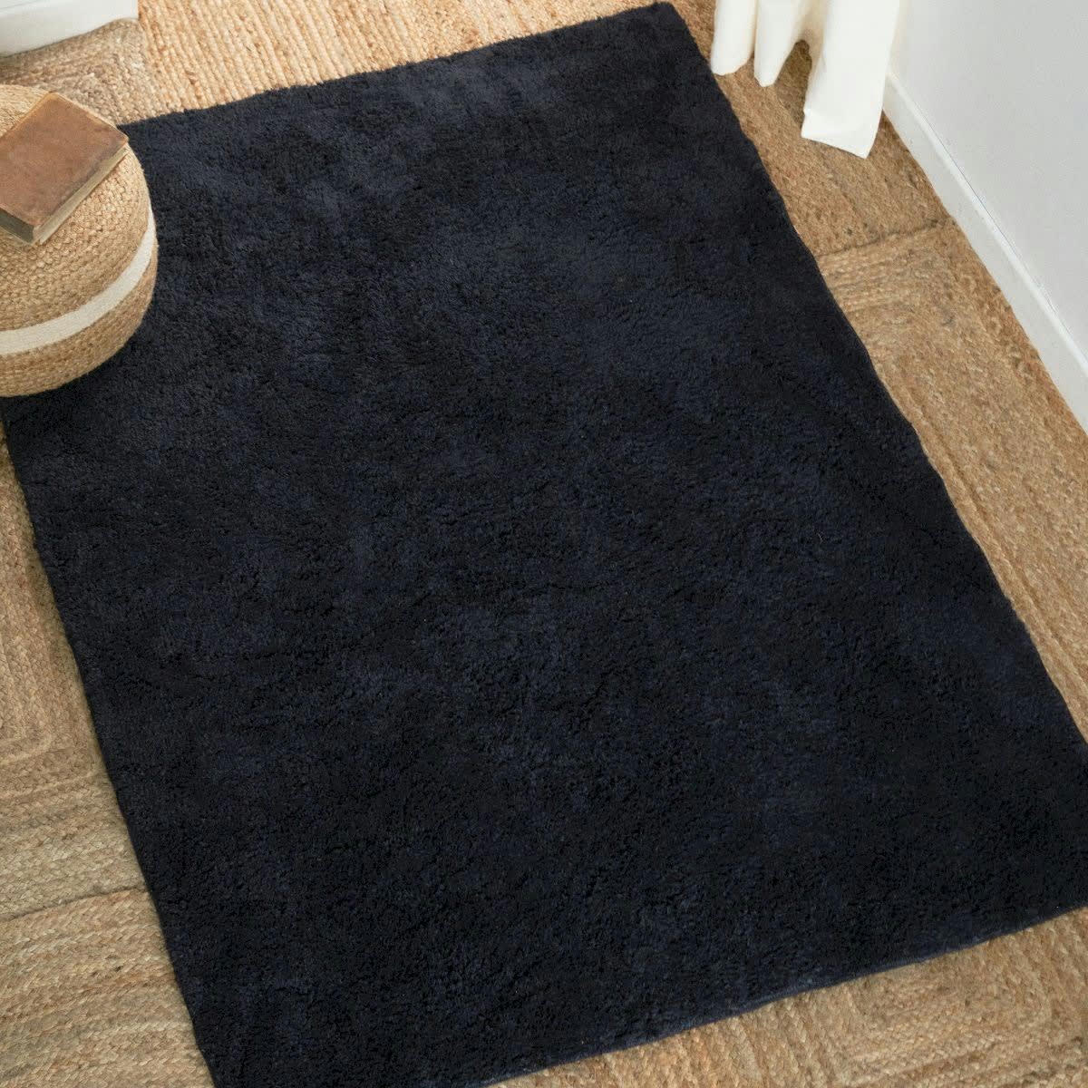 INDIES NATURE - Tapis tuft� en coton gris anthracite 120x170