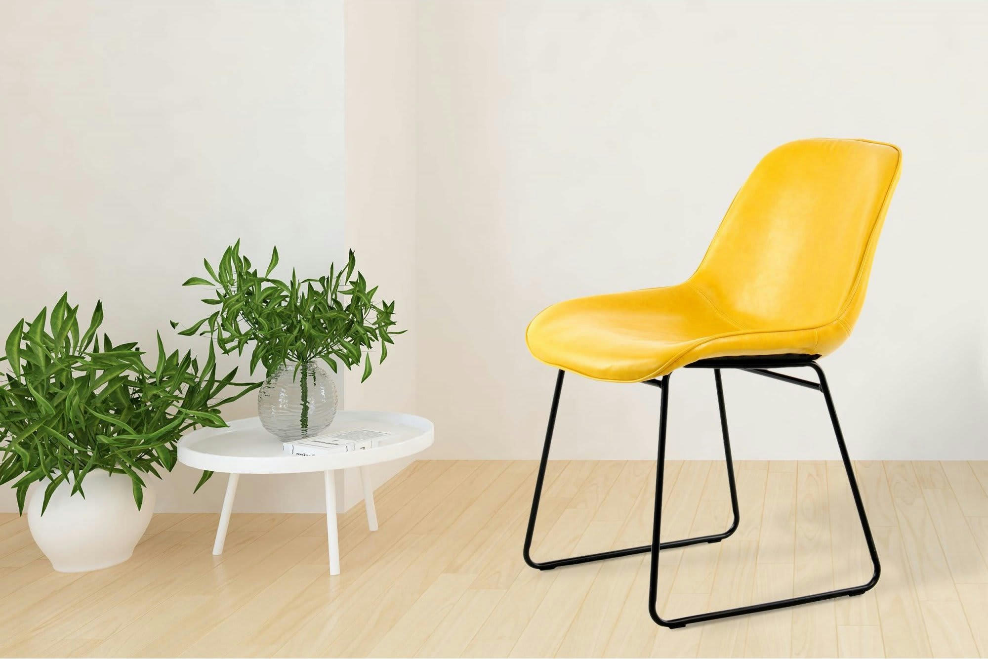 CORA - Chaise Simili Jaune H. assise 48 cm