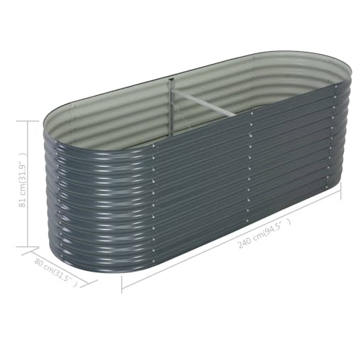NNEVL Garden Raised Bed 240x80x81 cm Galvanised Steel Grey