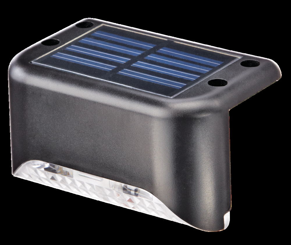 NOMA Outdoor Warm White 3 LM LED Solar Stair Step Deck Lights, 4-pk, Black