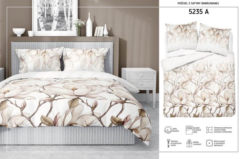 Pościel satynowa 160x200 Home Satin 5235 kwiaty