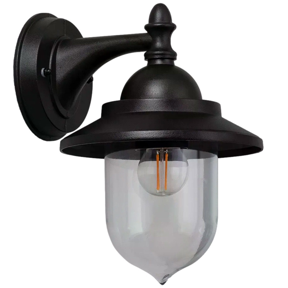 Kinkiet zewnętrznyczarno-przezroczysty Giovanni 1xE27x40W IP44 Abruzzo